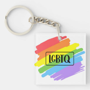 LGBTQブラシストローク虹 キーホルダー