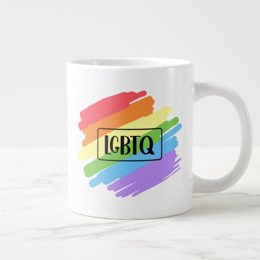 LGBTQブラシストローク虹 ジャンボコーヒーマグカップ (右)
