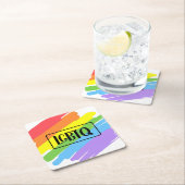 LGBTQブラシストローク虹 スクエアペーパーコースター (インサイチュ)