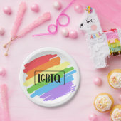 LGBTQブラシストローク虹 ペーパープレート (パーティー)