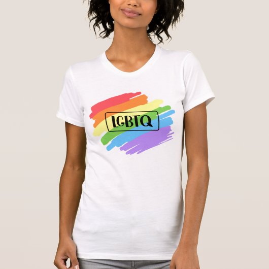 LGBTQブラシストローク虹 Tシャツ (正面)