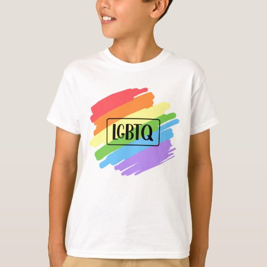 LGBTQブラシストローク虹 Tシャツ (正面)
