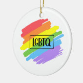 LGBTQブラッシュストロークレインボー セラミックオーナメント (左)