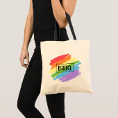 LGBTQブラッシュストロークレインボー トートバッグ (正面(商品))