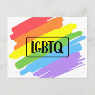 LGBTQブラッシュストロークレインボー ポストカード