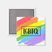 LGBTQブラッシュストロークレインボー マグネット (正面/裏面)