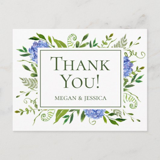 LGBTQブルーアジサイフローラ折り畳み気持ち ポストカード (正面)