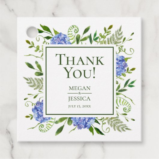 LGBTQブルーアジサイフローラ結婚ズ・サンキュー フェイバータグ (正面)