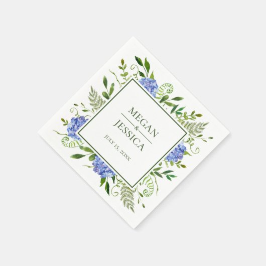 LGBTQブルーアジサイフローラ結婚ズ スタンダードカクテルナプキン (角)