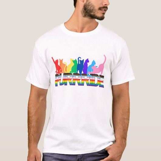 LGBTQプライドと猫 Tシャツ (正面)
