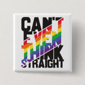 LGBTQプライドは真っ考え直に虹も 缶バッジ (正面)