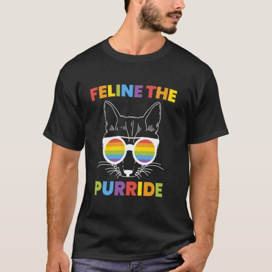 LGBTQプライドを支持する猫 - ゲイ・アライ LGBT猫 Tシャツ (正面)