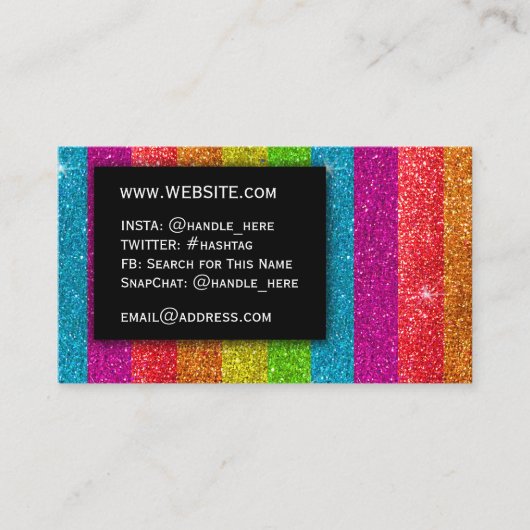 LGBTQプライドグリッターレインボーメイクアップアーティストきらきら光る 名刺 (正面)