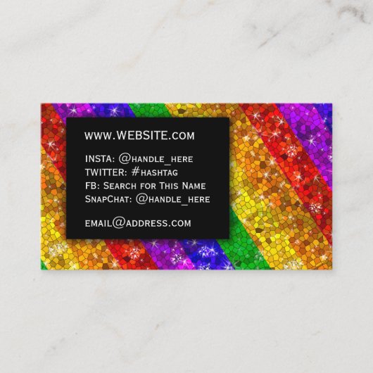 LGBTQプライドグリッターレインボーメイクアップアーティストきらきら光る 名刺 (正面)