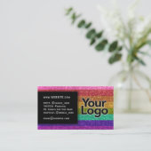 LGBTQプライドグリッターレインボーメイクアップアーティストロゴ 名刺 (スタンド正面)