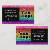 LGBTQプライドグリッターレインボーメイクアップアーティストロゴ 名刺 (正面/裏面)