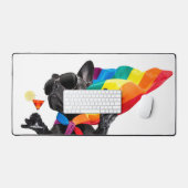 LGBTQプライドパーティードッグインレインボーケープ デスクマット (キーボード&マウス)
