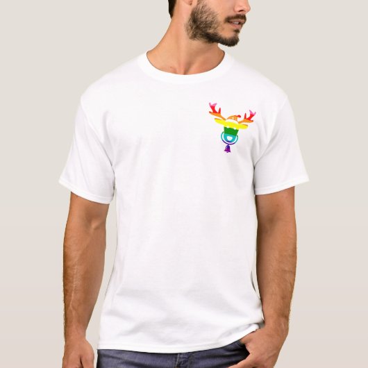 LGBTQプライドフラインボーおもしろいクリスマストナカイ Tシャツ (正面)