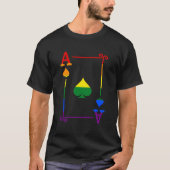 LGBTQプライドフラグトランプエースカードエーススペード Tシャツ (正面)
