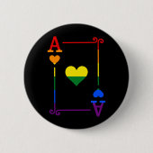 LGBTQプライドフラグトランプエースカードエースハート 缶バッジ (正面)