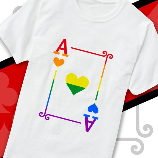 LGBTQプライドフラグトランプエースカードエースハート Tシャツ