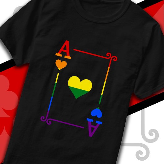 LGBTQプライドフラグトランプエースカードエースハート Tシャツ