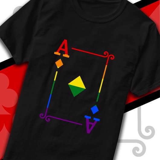 LGBTQプライドフラグトランプエースカードダイヤモンド Tシャツ