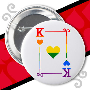 LGBTQプライドフラグトランプキングカードハート 缶バッジ
