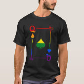 LGBTQプライドフラグトランプクイーンカードスペード Tシャツ (正面)