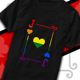 LGBTQプライドフラグトランプジャックカードハート Tシャツ