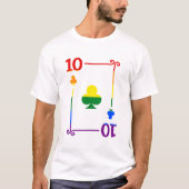 LGBTQプライドフラグトランプ10カード10クラブ Tシャツ (正面)