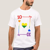 LGBTQプライドフラグトランプ10カード10ハート Tシャツ (正面)