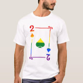 LGBTQプライドフラグトランプ2カード2スペード Tシャツ (正面)