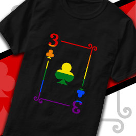 LGBTQプライドフラグトランプ3カード3クラブ Tシャツ