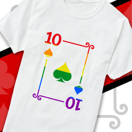 LGBTQプライドフラグ トランプのテン・スペード Tシャツ