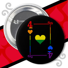 LGBTQプライドフラグ トランプのフォー・オブ・ハート 缶バッジ