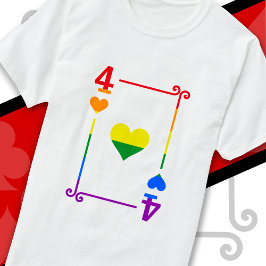 LGBTQプライドフラグ トランプのフォー・オブ・ハート Tシャツ