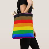 LGBTQプライドフラグ (8色) トートバッグ (クローズアップ)