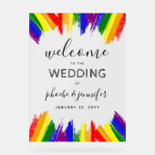 LGBTQプライドフラッグ結婚式ペイントストローク アクリルサイン (正面)