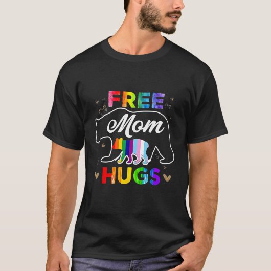 Lgbtqプライドママベアフリーマムハグ Tシャツ (正面)