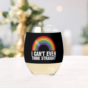 LGBTQプライドマンスにまっすぐ考えられない ステムなしワイングラス