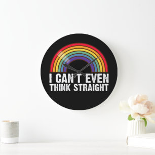 LGBTQプライドマンスにまっすぐ考えられない ラージ壁時計