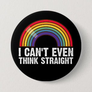 LGBTQプライドマンスにまっすぐ考えられない 缶バッジ