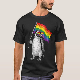 LGBTQプライドマンスペンギンレインボーゲイフラッグLGBT Tシャツ