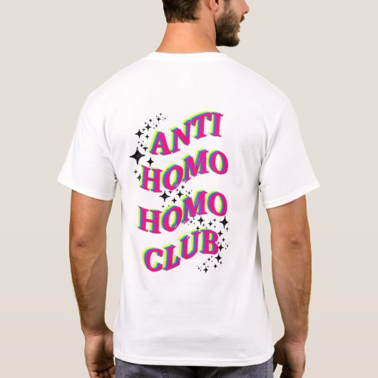 LGBTQプライドレインボーアンチホモホモ Tシャツ (裏面)