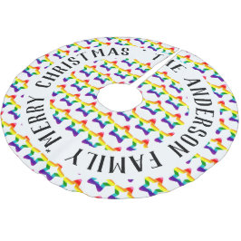 LGBTQプライドレインボーカラフルクリスマススターブラシ ブラッシュドポリエステルツリースカート