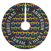 LGBTQプライドレインボーカラフルクリスマススターブラシ ブラッシュドポリエステルツリースカート (正面)