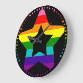 LGBTQプライドレインボーカラフルクリスマススター ラージ壁時計 (傾斜)