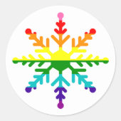 LGBTQプライドレインボーカラークリスマススノーフレーク ラウンドシール (正面)