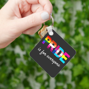 LGBTQプライドレインボーカラータイポグラフィ キーホルダー